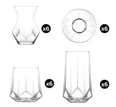 Lav Çay ve Su Meşrubat Bardağı Seti – 24 Parça