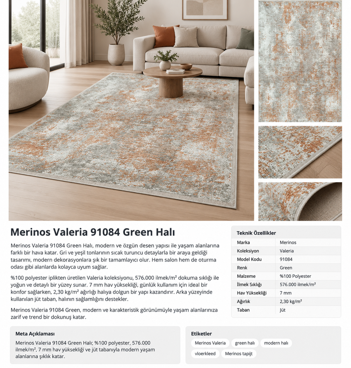Merinos Valeria 91084 Green Halı