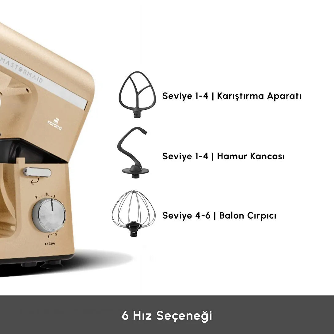 Karaca Mastermaid Chef Pro Çift Kollu Hamur Yoğurma Makinesi Mineral Gold 1750W 5L