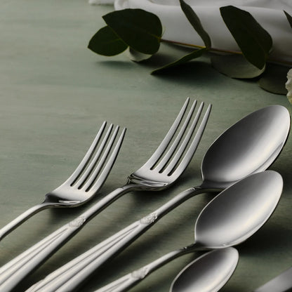Karaca New Mantilla 84-Piece 12-Person Stainless Steel Cutlery Set – Platinum