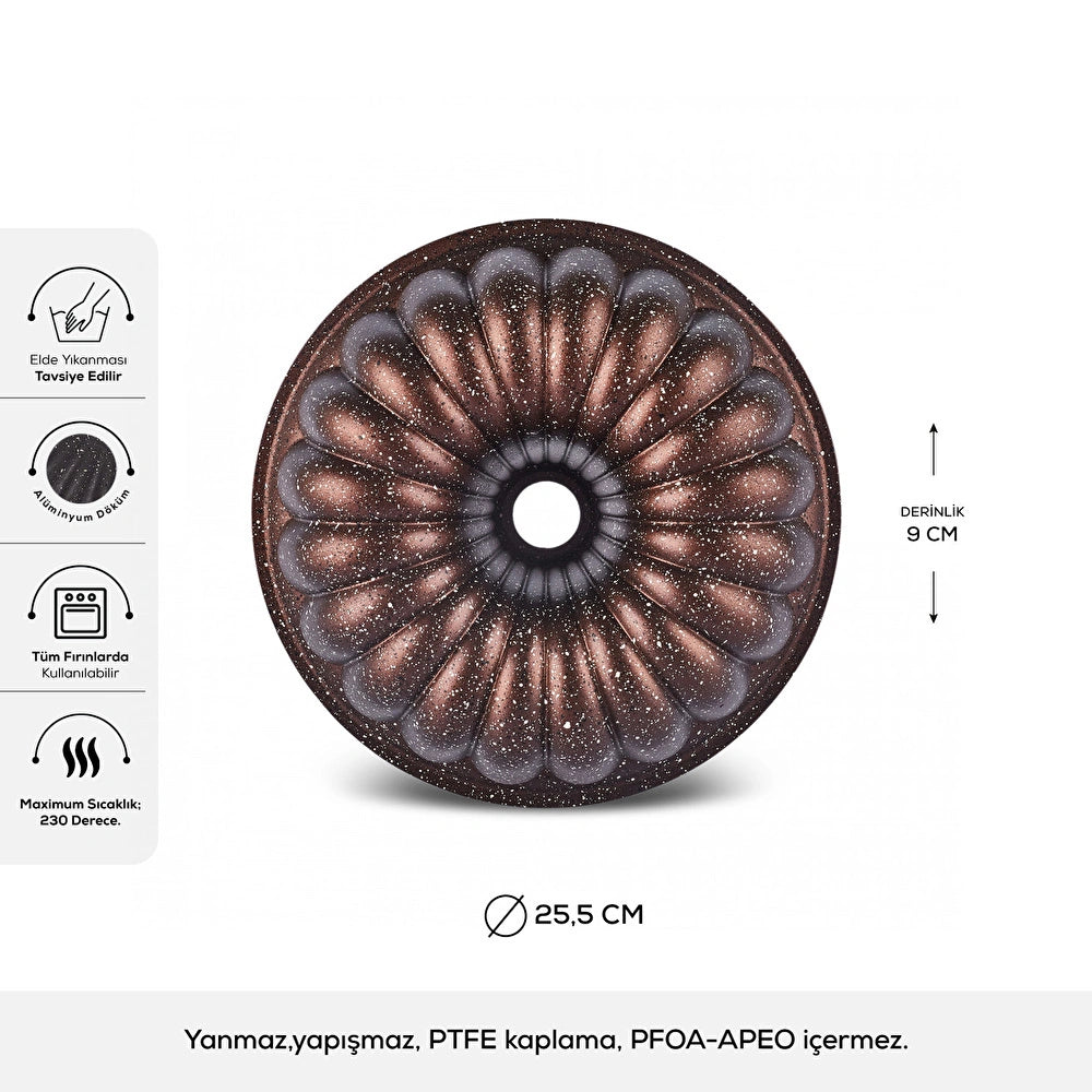 Karaca Cake Pro Lina Brown Cast Cake Mold 25.5 cm – Stylish Cake and Dessert Mold