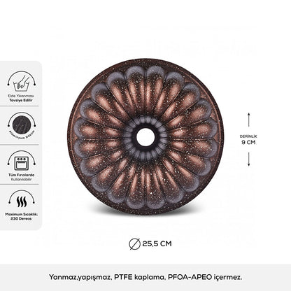 Karaca Cake Pro Lina Brown Cast Cake Mold 25.5 cm – Stylish Cake and Dessert Mold