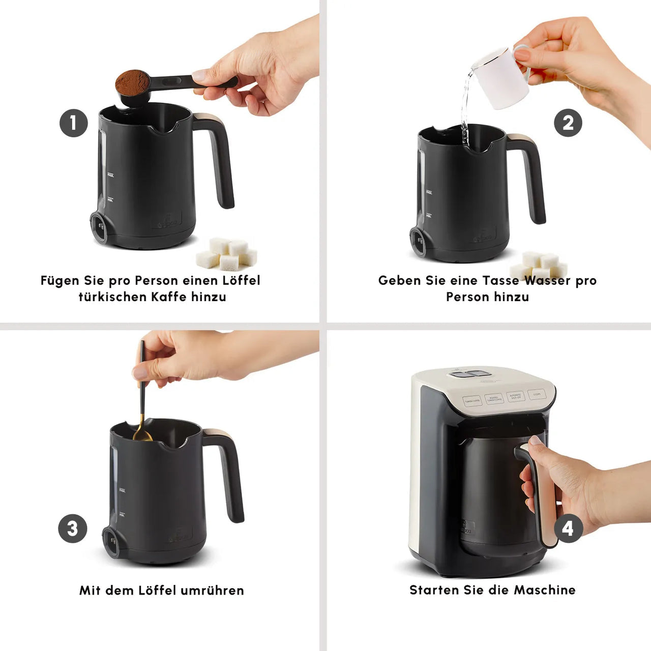 Karaca Hatır Köz Türk Kahve Makinesi Soft Cream – 5 Fincan Kapasiteli, Bol Köpüklü, 535W | 6 Kişilik Fincan Seti ve 100 gr Karaca Hatır Kahvesi Hediyeli