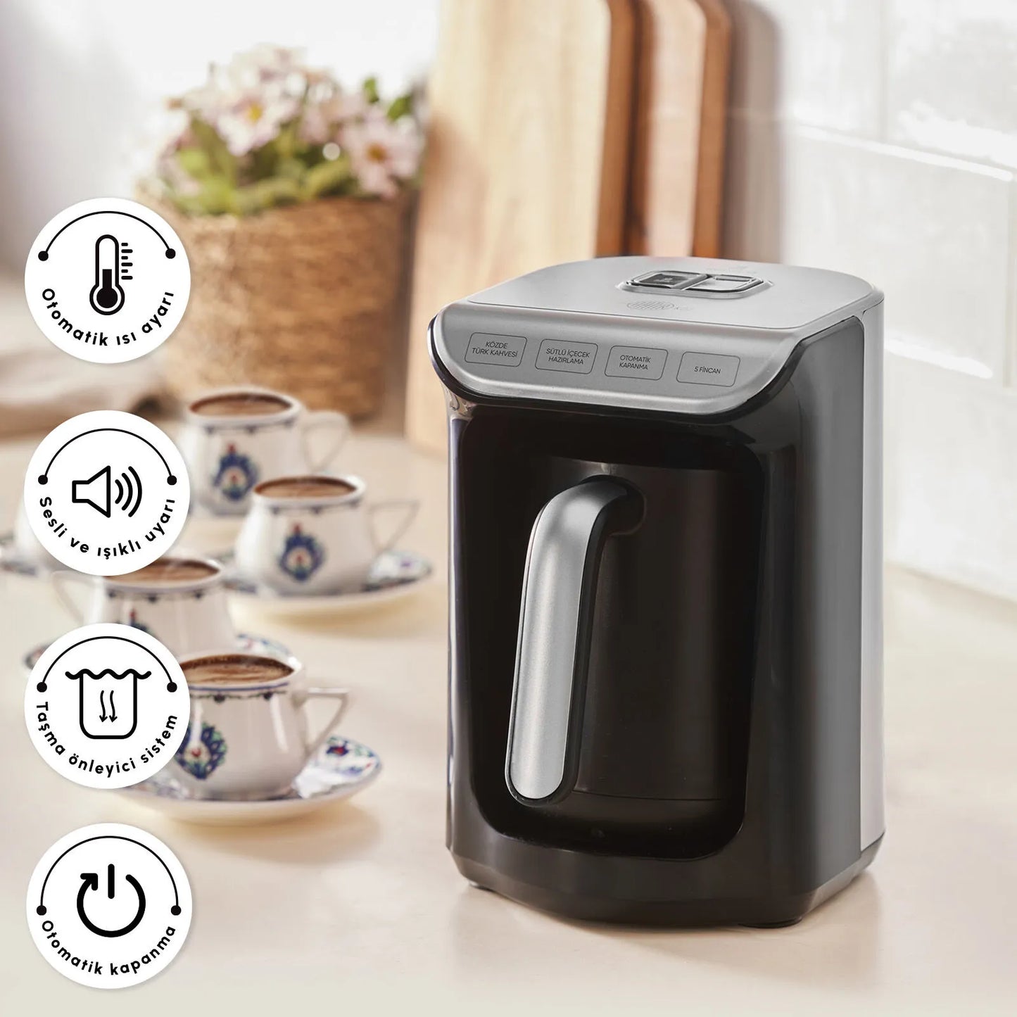 Karaca Hatır Köz Türk Kahve Makinesi Galaxy Gray – Köz Tadında Bol Köpüklü Kahve Deneyimi