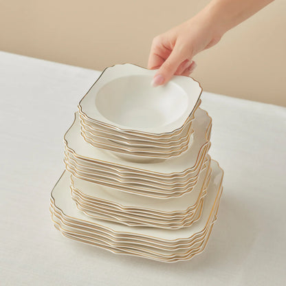 Karaca Stream Bone Vintage 24 Piece Dinner Set for 6 People – Gold