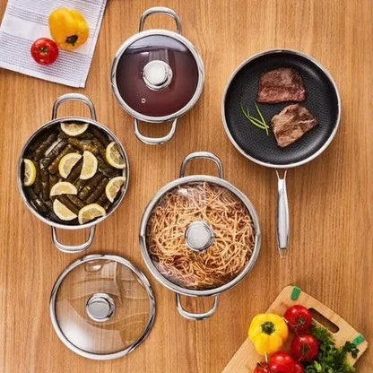 Karaca Guardian 3 Layer 7 Piece Stainless Steel Induction Cookware set