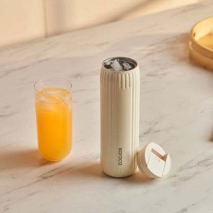 Karaca Rimo 600 ml Stalen Thermosfles – Lekvrij, 8 Uur Warm, 6 Uur Koud, Crème