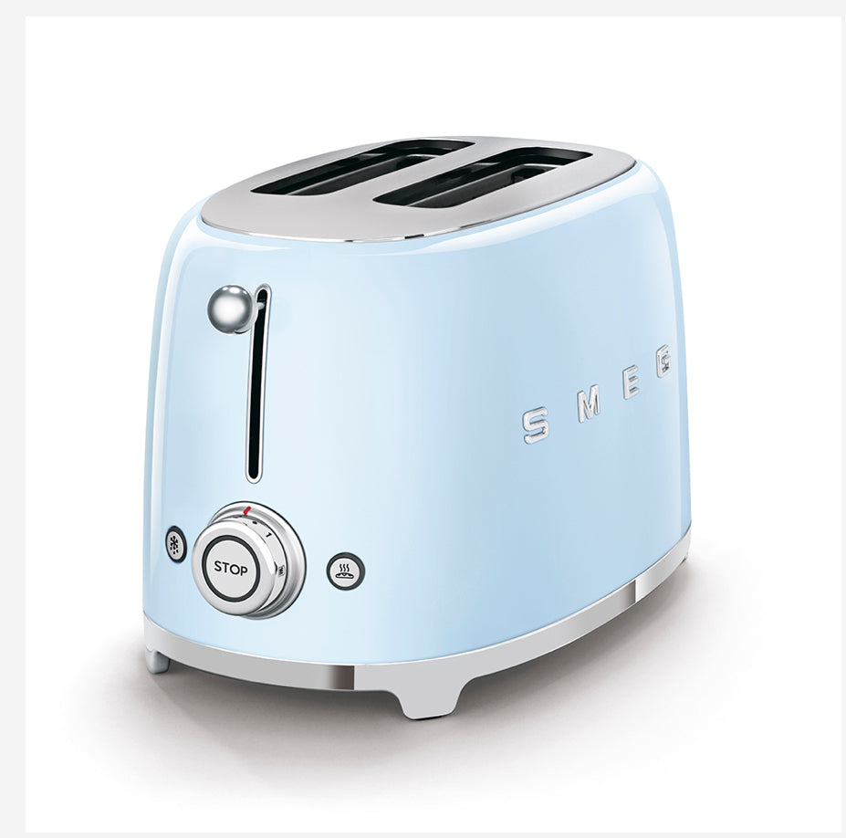 SMEG TSF01PBEU Pastelblauwe broodrooster – 2 sneden, 50's retro-stijl, 950W