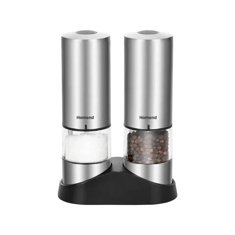 Homend Grindgo 6003UK Şarjlı Elektrikli Tuz ve Karabiber Değirmeni Seti – Inox, LED Işıklı