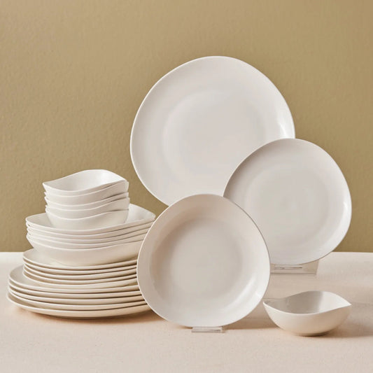 Karaca Streamline Rubicon 24 Parça 6 Kişilik Bone China Yemek Takımı – Beyaz