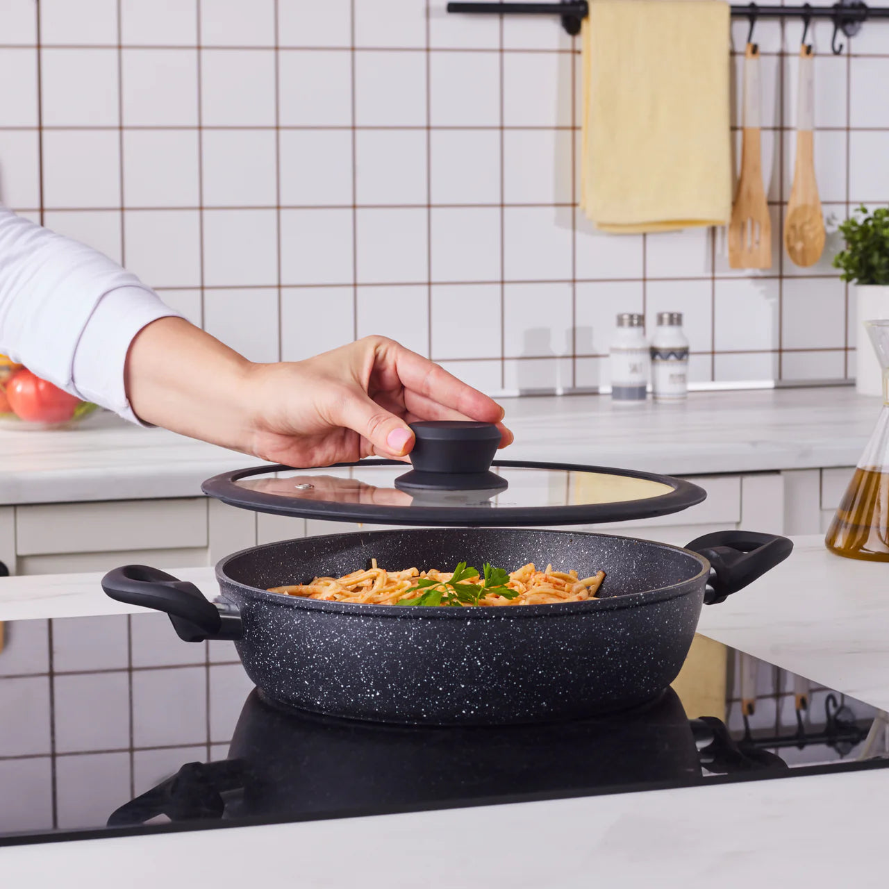 Karaca Nebula 7 Piece Granite Cookware Set, Induction Compatible, Black