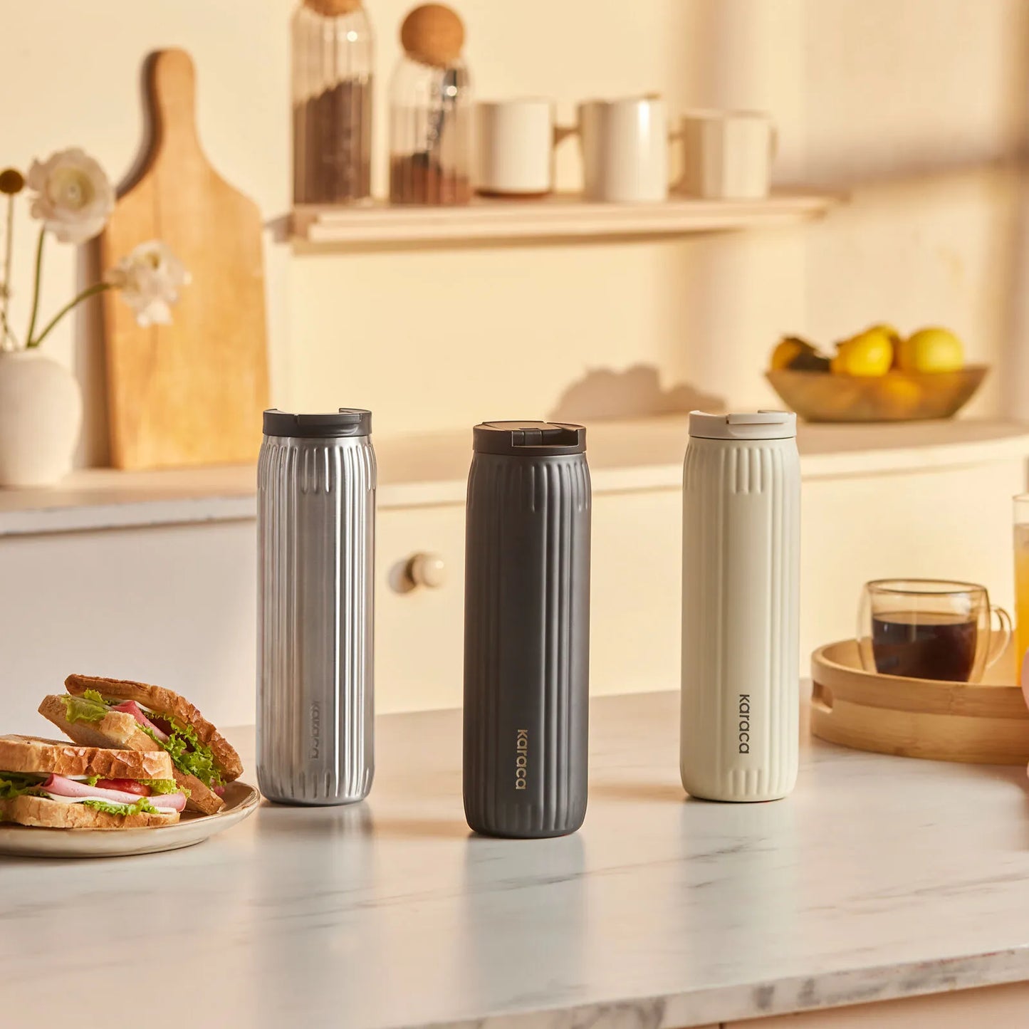 Karaca Rimo 600 ml Steel Thermos – Leakproof, 8 Hours Hot, 6 Hours Cold, Anthracite