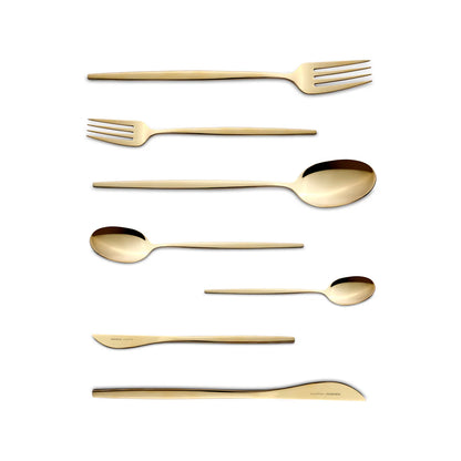 Karaca Camille Gold 12 Person 84 Piece Fork Spoon Knife Set