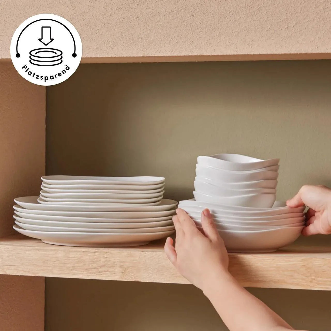 Karaca Streamline Rubicon 24 Piece 6 Person Bone China Dinner Set – White