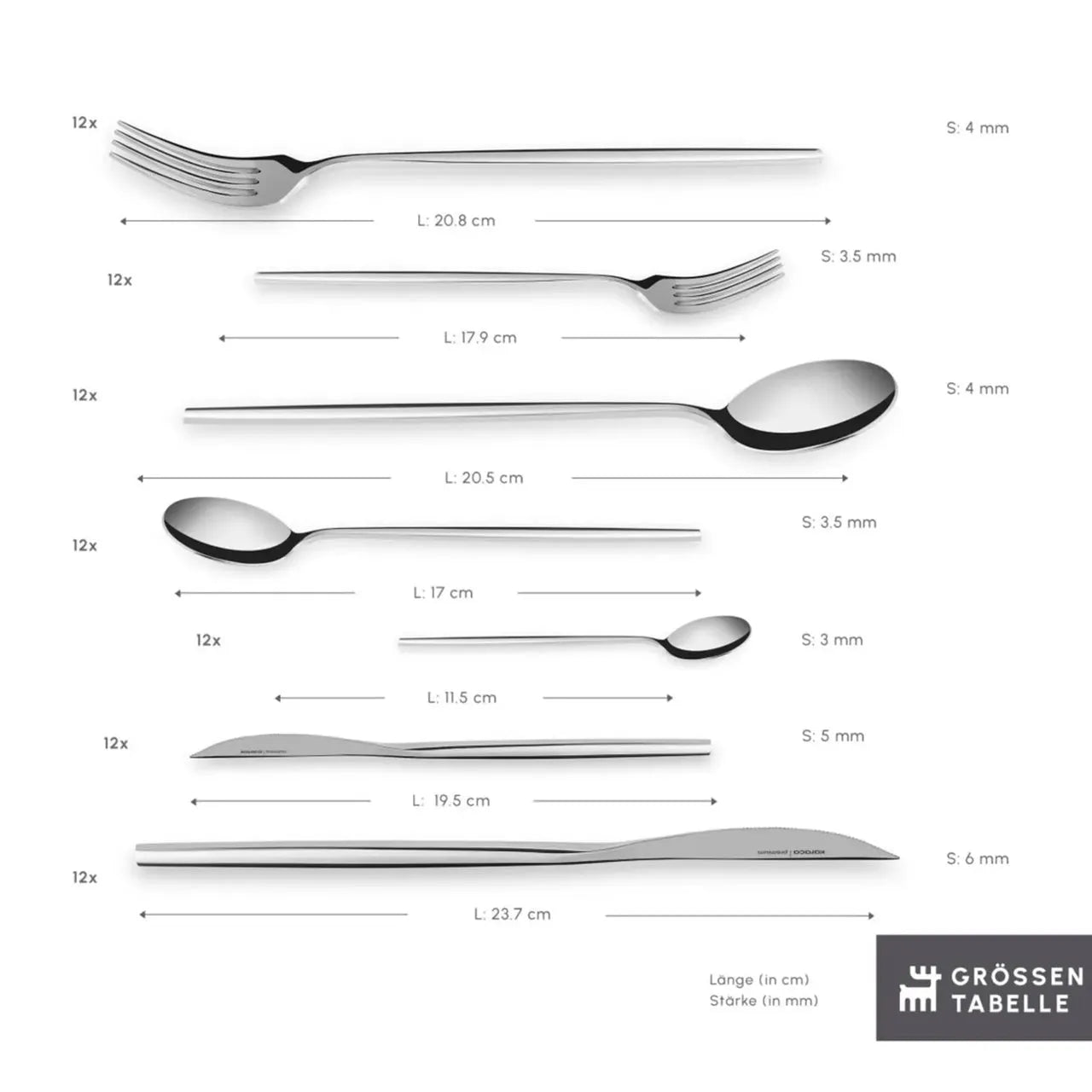 Karaca Look 316+ Steel 84 Piece 12 Person Fork Spoon Knife Set – Premium Series