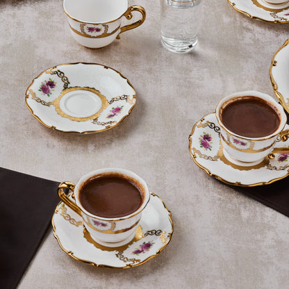 Karaca Royal Bone Elizabeth 6 Kişilik Kahve Fincanı Takımı – 90 ml