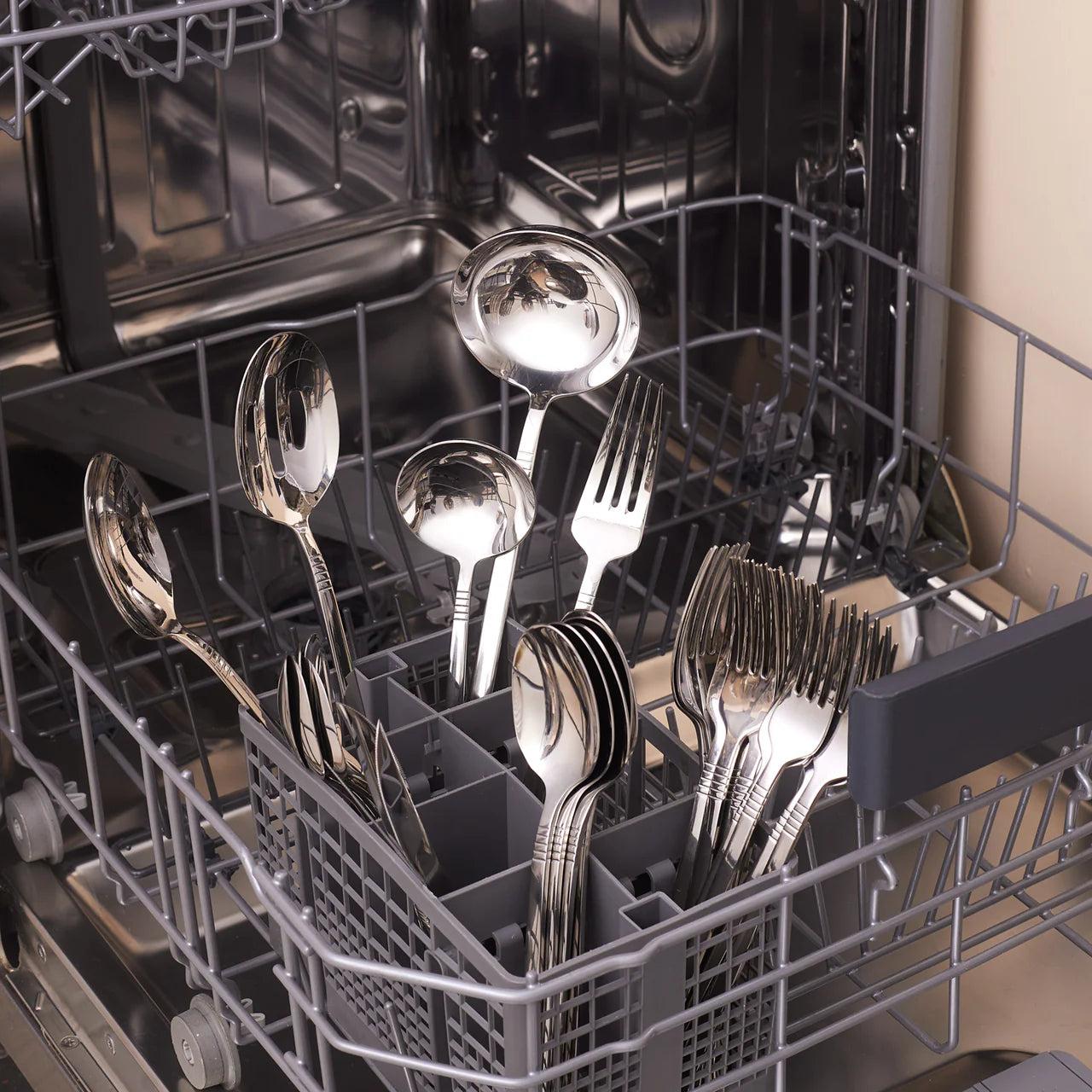 Karaca Nil 91 Stuks 18/10 Roestvrijstalen Vork Lepel Mes Set – Met Serviesset