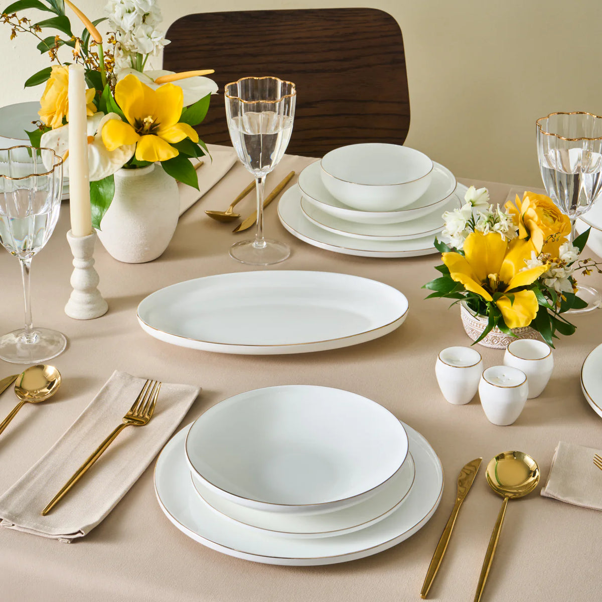 Karaca Fine Bone Meridian 55 Parça 12 Kişilik Yemek Takımı – Gold