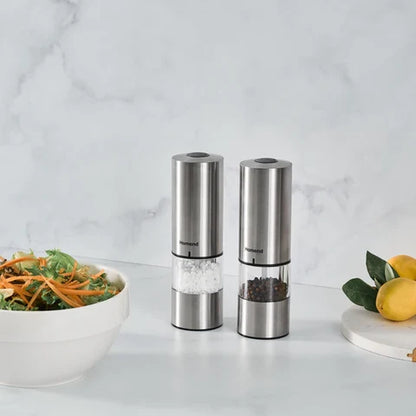 Homend Grindgo 6003UK Şarjlı Elektrikli Tuz ve Karabiber Değirmeni Seti – Inox, LED Işıklı