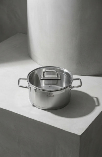 Acar Karat 8-delige Stalen Pannenset – 22 / 24 / 26 / 28 cm Roestvrij Staal, 2 Jaar Garantie