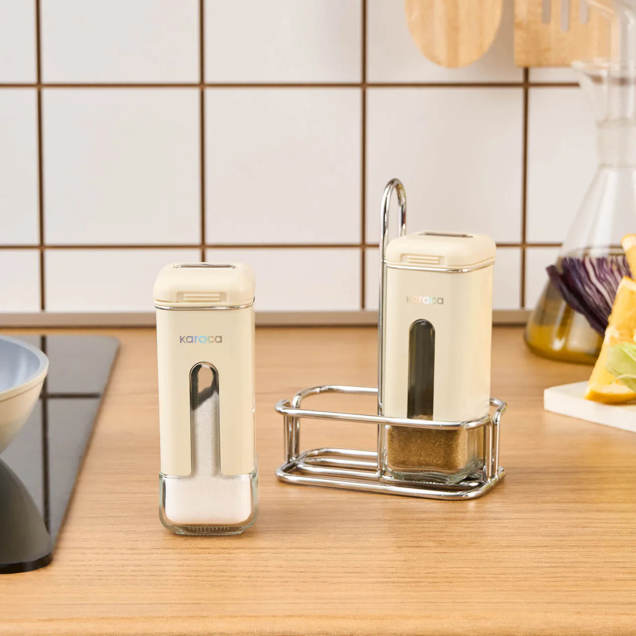 Karaca Luminous 3 Parça Tuzluk ve Biberlik Seti – Krem