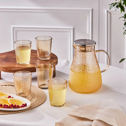 Karaca Luminous Amber 7 Parça Cam Sürahi ve Bardak Seti – 1,8 L Sürahi ve 6 Bardak