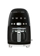 Smeg Siyah Filtre Kahve Makinesi – 1.25 L, 1050W, Retro 50’s Style, 10 Fincan Kapasite