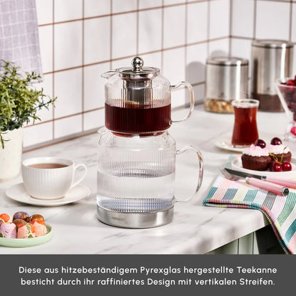 Karaca Kelly XL Cam Çaydanlık – 1000 ml Demlik, 2000 ml Suluk, Borosilikat Cam