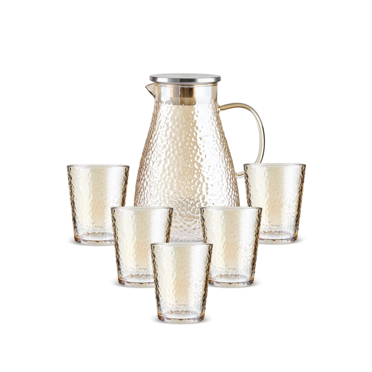 Karaca Luminous Amber 7 Parça Cam Sürahi ve Bardak Seti – 1,8 L Sürahi ve 6 Bardak