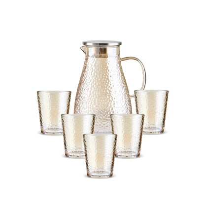 Karaca Luminous Amber 7 Parça Cam Sürahi ve Bardak Seti – 1,8 L Sürahi ve 6 Bardak