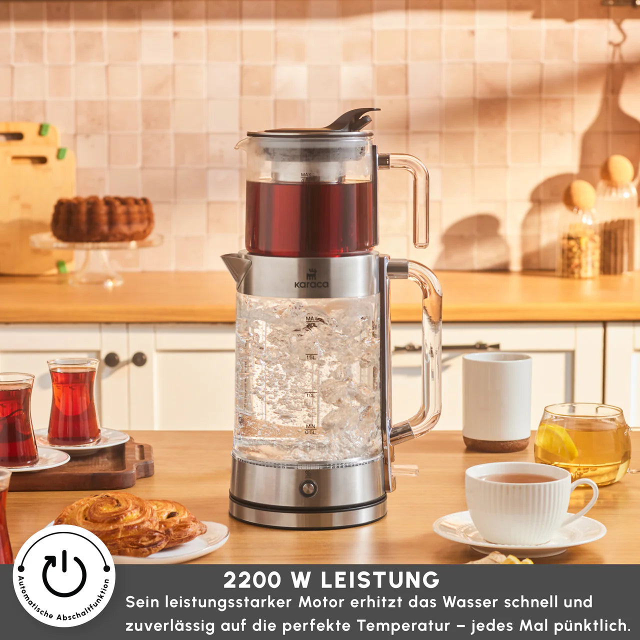 Karaca Luma Cam Çay Makinesi – 2,8 L, 2200 W