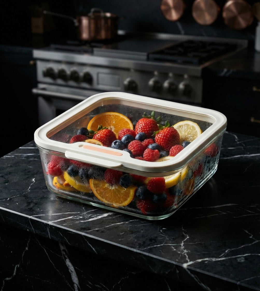 Acar Maxwell Borosilicaat Glazen Bewaarbak 1370 ml Vacuüm Siliconen Deksel