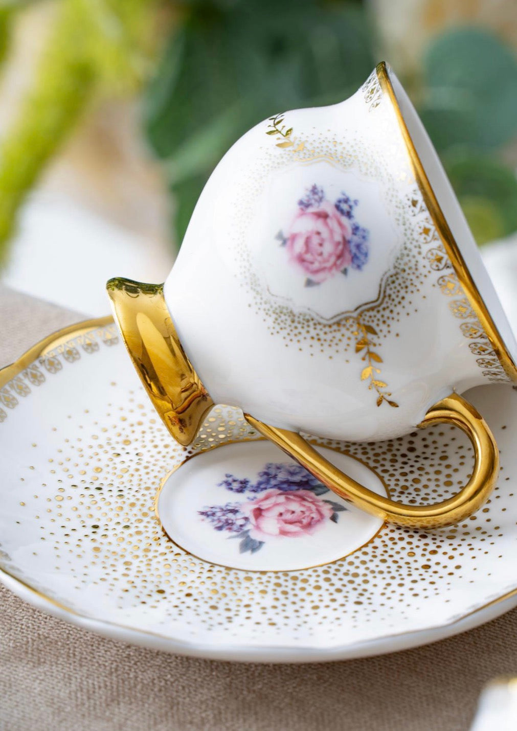 Acar Dianna 6 Kişilik Kahve Fincanı Takımı 90 ml Porselen Gold Detaylı