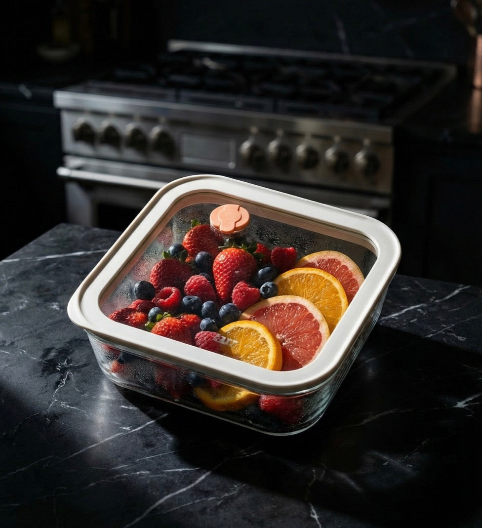 Acar Maxwell Borosilicate Glass Storage Container 610 ml Square Vacuum Silicone Lid