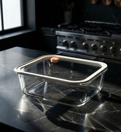 Acar Maxwell Borosilicaat Glazen Bewaarbak 1940 ml Vierkant Vacuüm Siliconen Deksel