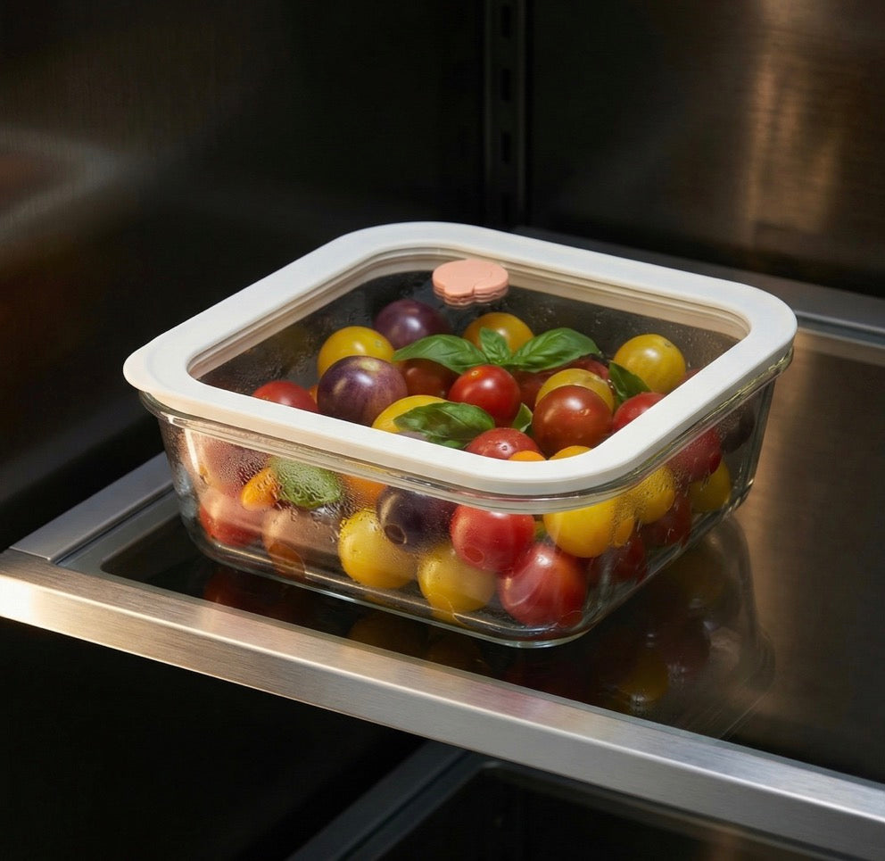 Acar Maxwell Borosilicaat Glazen Bewaarbak 610 ml Vierkant Vacuüm Siliconen Deksel
