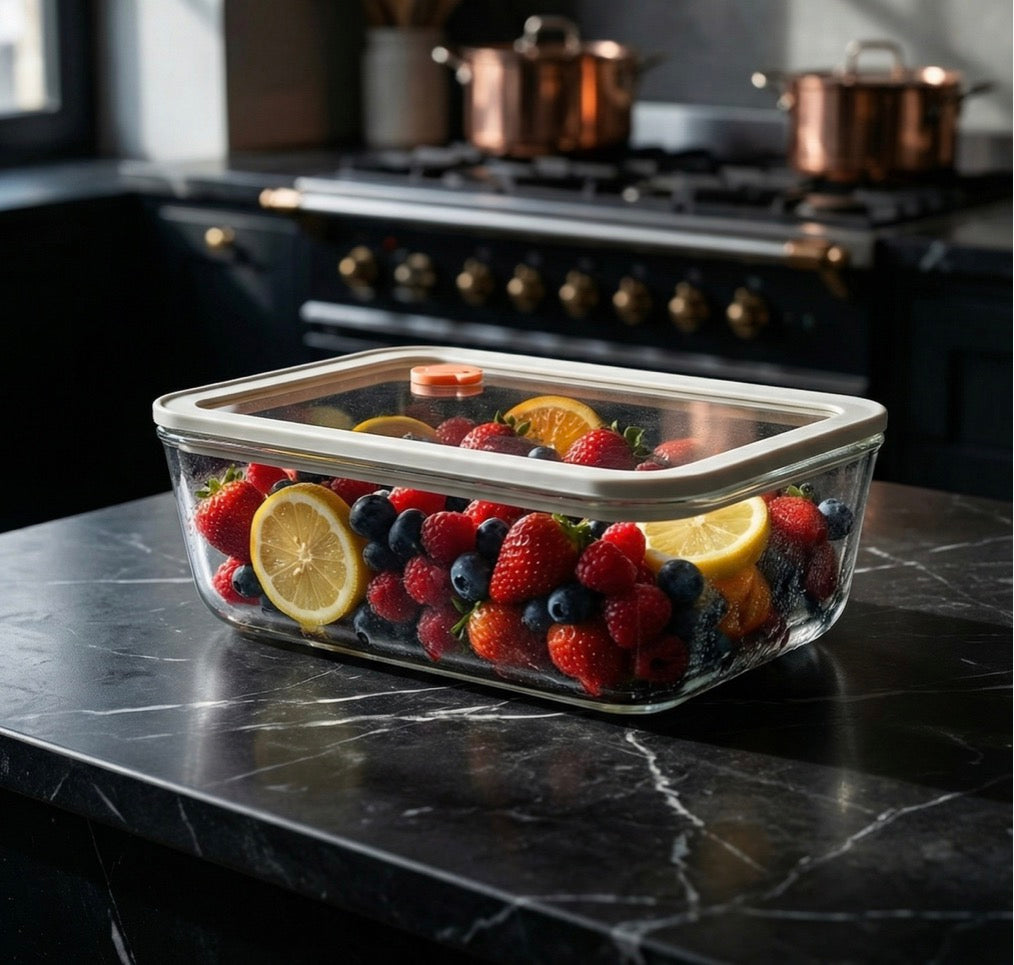 Acar Maxwell Borosilicate Glass Storage Container 2600 ml Rectangular Vacuum Silicone Lid