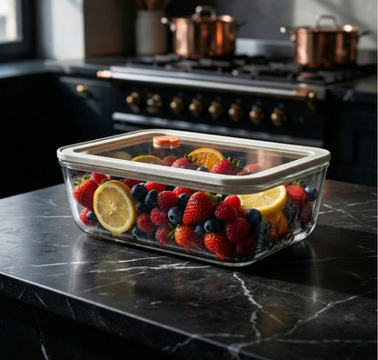 Acar Maxwell Borosilicaat Glazen Bewaarbak 2600 ml Rechthoekig Vacuüm Siliconen Deksel