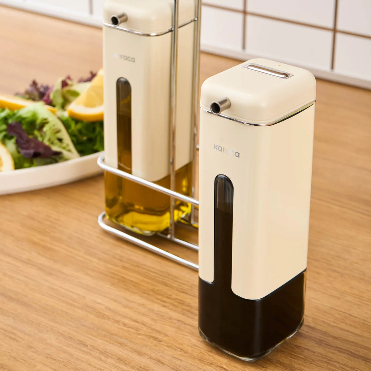 Karaca Luminous 3 Parça Yağ ve Sirke Şişesi Seti – Inox