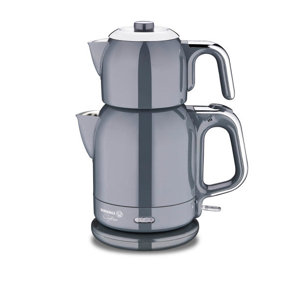 Korkmaz Caytema A331-12 Electric Teapot Set – 1.7 Lt, Stainless Steel, Anthracite