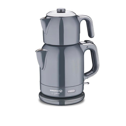 Korkmaz Caytema A331-12 Elektrische Theeketel Set – 1.7 Lt, Roestvrij Staal, Antraciet