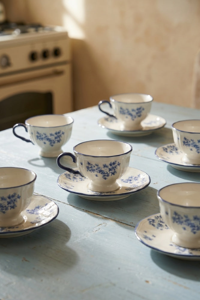 Acar Vintage Garden 6 Kişilik Porselen Çay Fincan Takımı – Şık Çay Seti