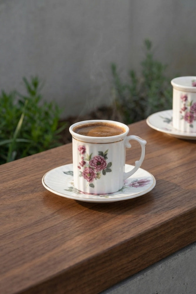 Acar - Margot 6 Kişilik Porselen Kahve Fincan Takımı - 100 ml