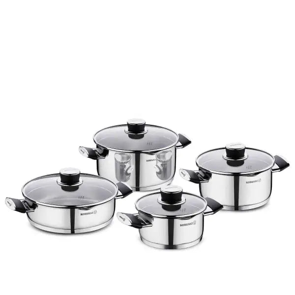 Pera Steel Cookware Set – Strainer Lid, Multi-Purpose Use