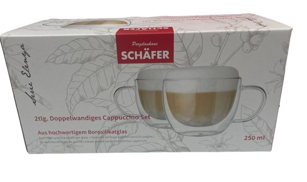 Schafer 2-delige Dubbelwandige Cappuccino Glas Set 250 ml