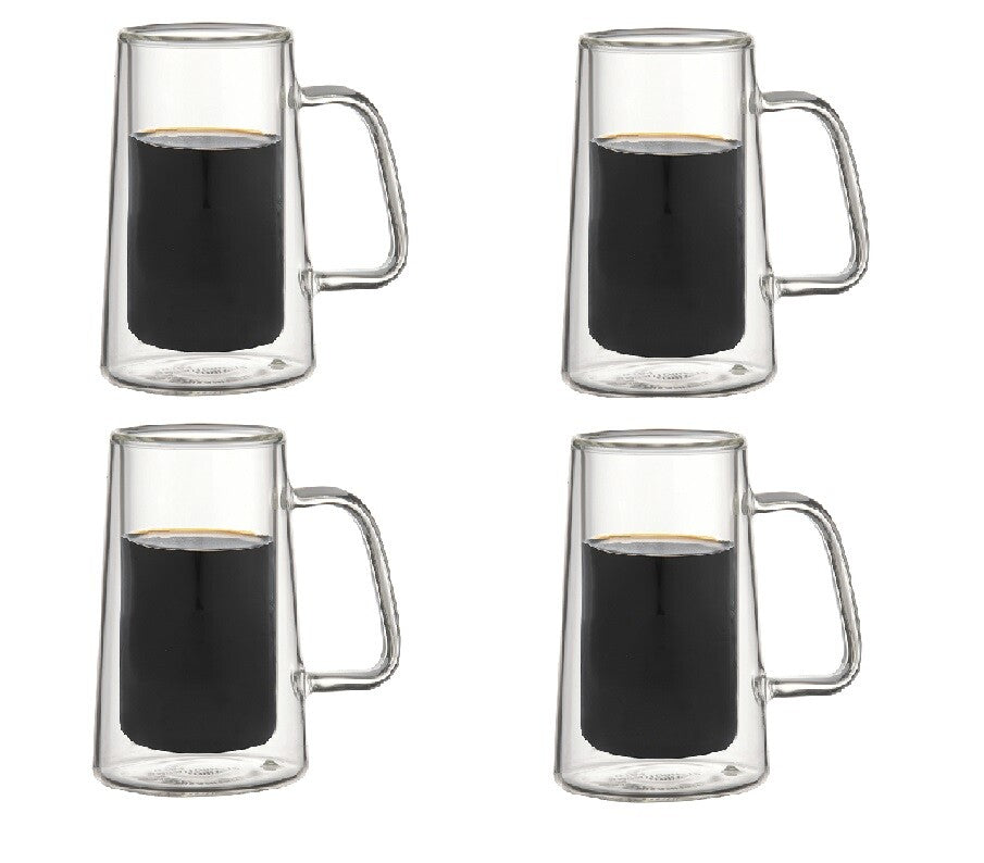 Schafer Kulplu 4 Parça Çift Cidarlı Espresso Fincanı Seti 80 ml – Şeffaf