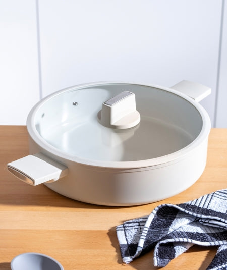 Acar Ultimate Pro Karnıyarık Pannenset 30 cm – Keramische Coating, Crème