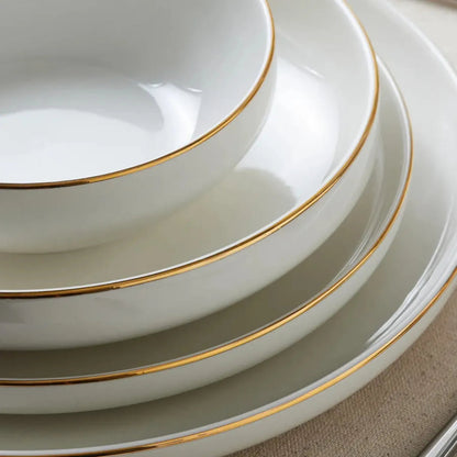 Karaca Streamline Saturn 19 Parça 4 Kişilik Gold Detaylı Porselen Yemek Takımı-Yemek Takimi-Prenseshome Leyweg-Prenseshome Leyweg