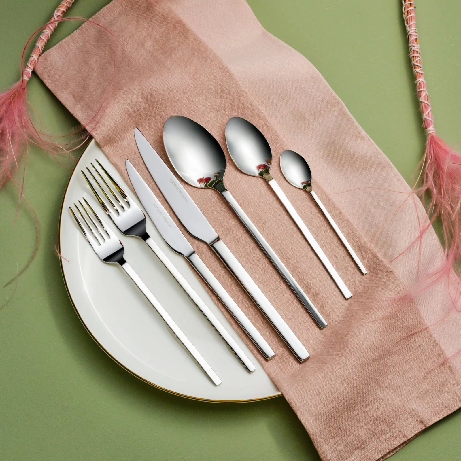 Karaca Elegance Pallas Platin 84 Parça 12 Kişilik Paslanmaz Çelik Sofra Takımı-Sofra ürünleri-Prenseshome Leyweg-Prenseshome Leyweg