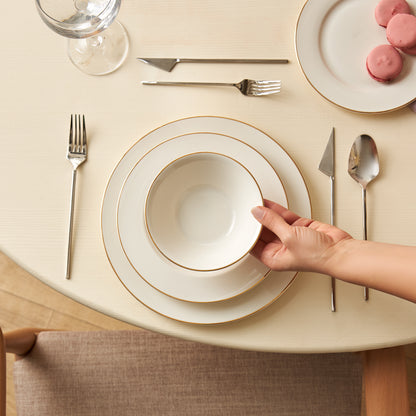 Elegance Bone Rebeca 24 Parça Yemek Takımı - Gold Detaylı Zarafet-Yemek Takimi-Prenseshome Leyweg-Prenseshome Leyweg